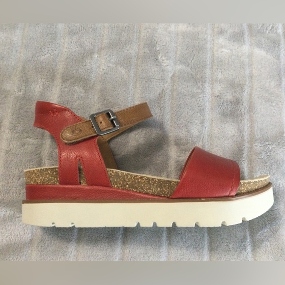 Josef Seibel Tan and Red Leather Platform Sandal EU 37 US 6 to 6.5 - Picture 8 of 13